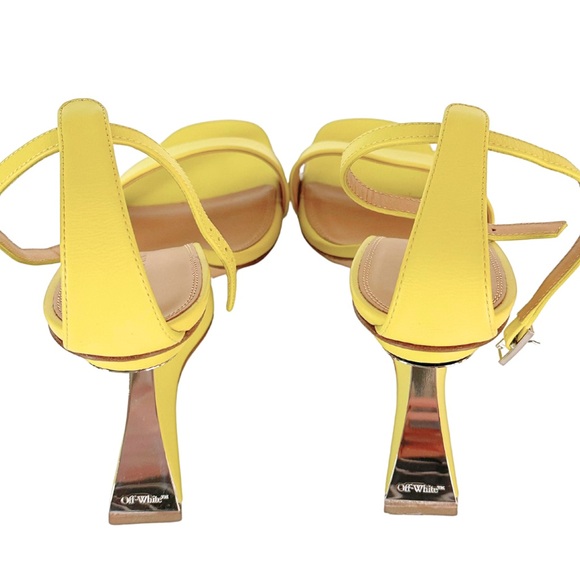 Off-White Virgil Abloh Yellow Jug Wedge Heel Leather Sandals Size EUR 39, US 9 - Picture 7 of 17